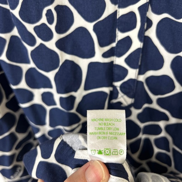 Lilly Pulitzer Dade Shirt Dress 12 Blue White Animal Print Short Sleeve Flaw - Picture 10 of 13